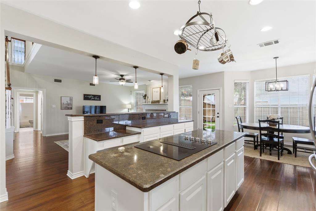 Kitchen island and bar seating